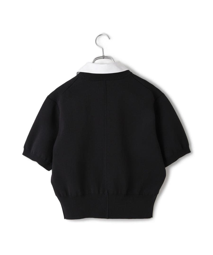 ADAM ET ROPE' サステナブル　カラー付きハーフスリーブカーディガン