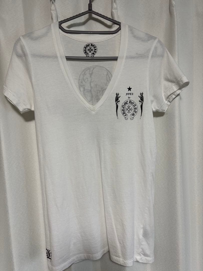 Chrome Hearts ホワイト Vネック Tシャツ XS