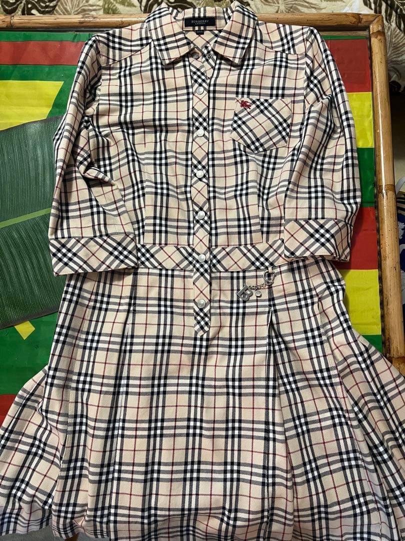 BURBERRY チェック柄 七部袖ワンピース 160A 卒業式