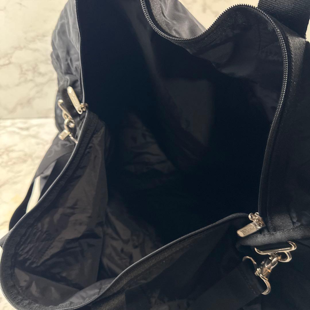 ほぼ未使用品 LESPORTSAC オールブラック ナイロン ボストンバッグ