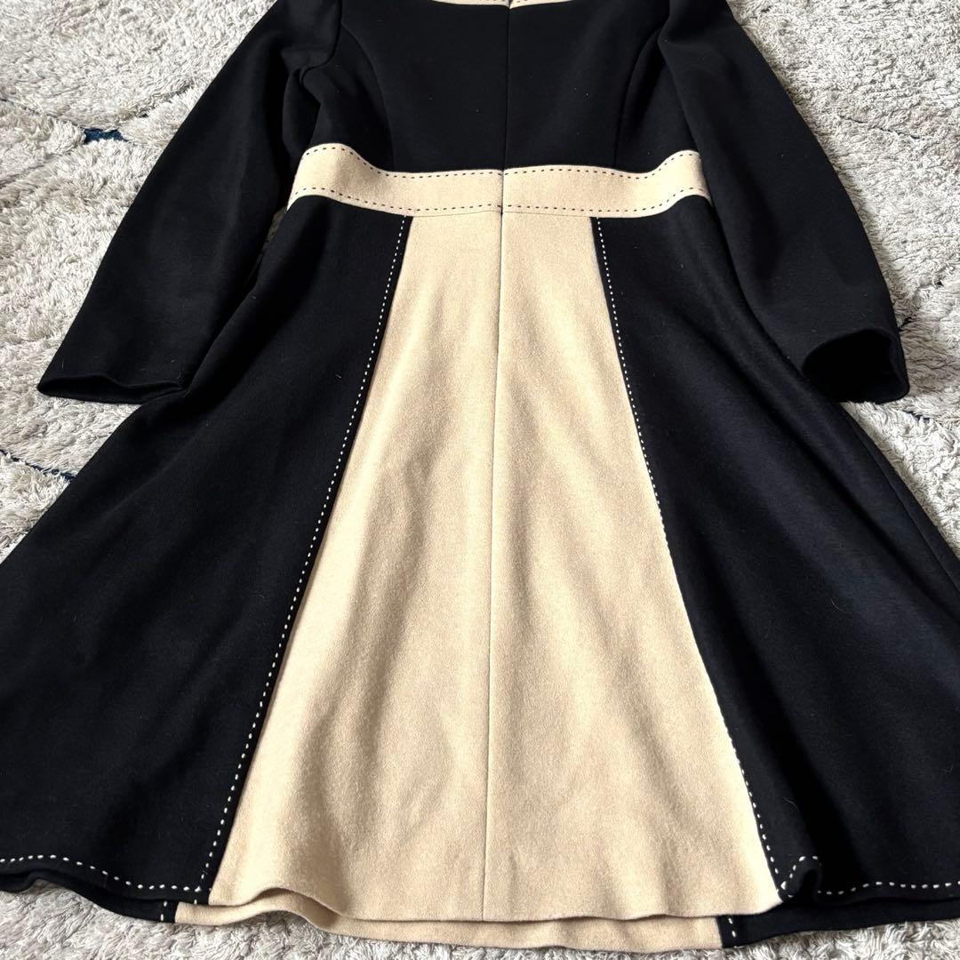 【美品✨】エムズグレイシー　配色　バイカラー　リボン　ワンピース　ウール　38