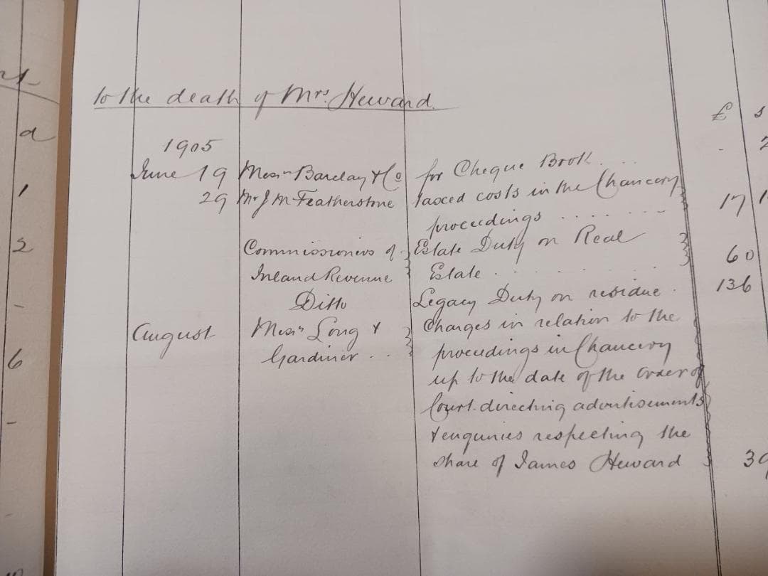 19世紀 英国 遺産会計文書 手書き証書 収入支出記録 印紙付