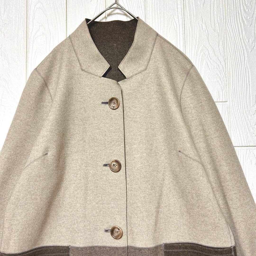 最終値下げ 現行タグ レリアン ウールカシミヤ リバーシブル バイカラー コート