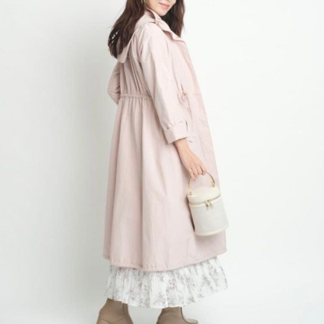 美品 ジャスグリッティー 撥水ロングフードブルゾン ピンク M
