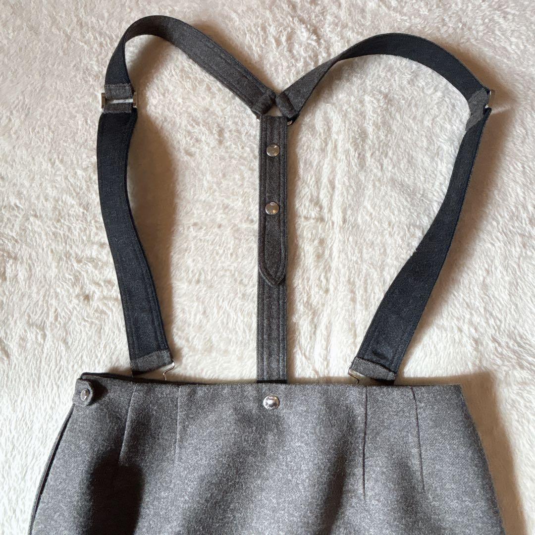 ［美品］THE RERACS ペンシルスカート サスペンダー グレー 36