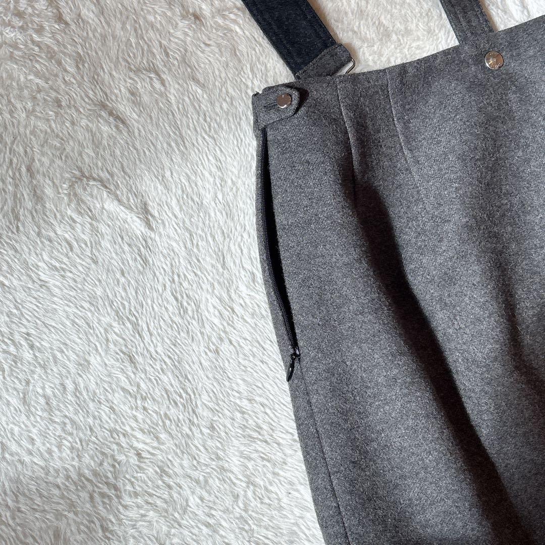 ［美品］THE RERACS ペンシルスカート サスペンダー グレー 36