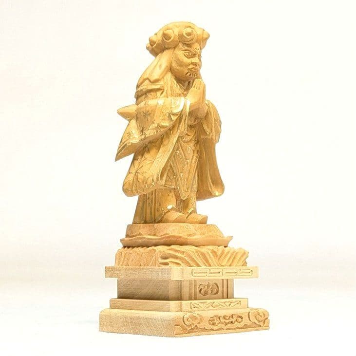 【さらに値下げ・新品】 中山鬼子母神　金泥　顔書き　上彫　柘植　総高さ約8.5㎝