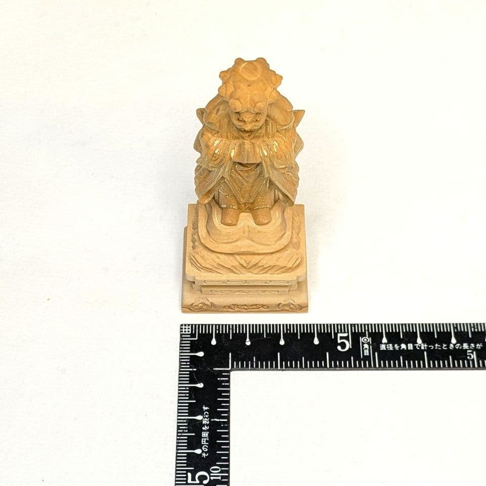 【さらに値下げ・新品】 中山鬼子母神　金泥　顔書き　上彫　柘植　総高さ約8.5㎝
