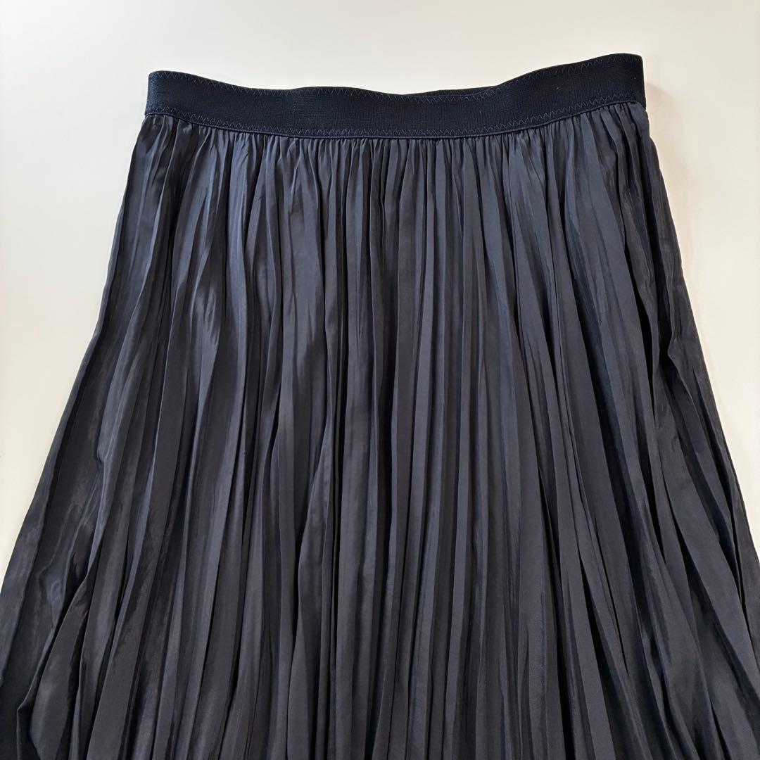 【美品】ANAYI プリーツスカート ロング ネイビー 日本製 38