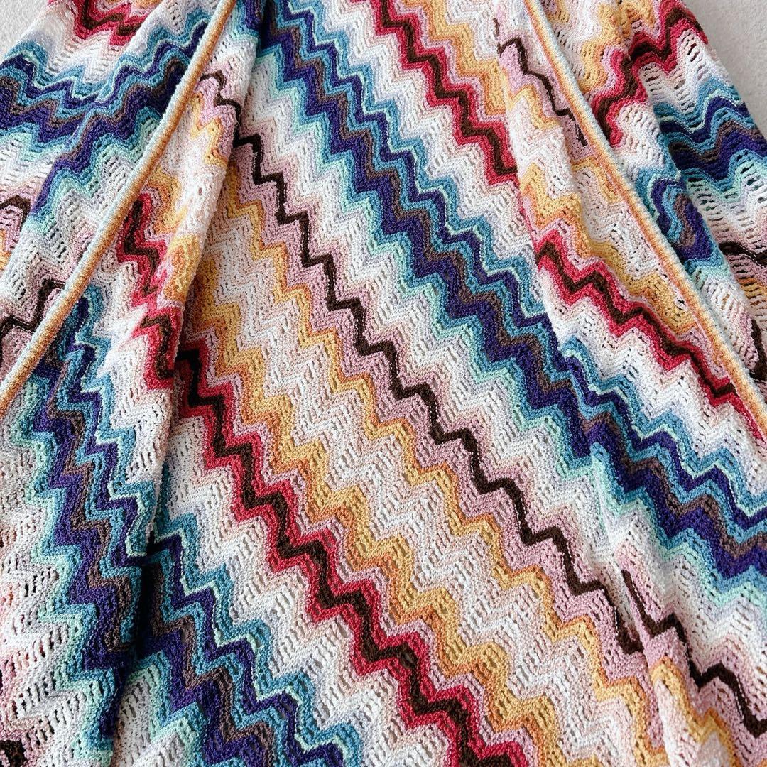 美品✨MISSONI ロングカーディガン ボーダー マルチカラー　XL相当