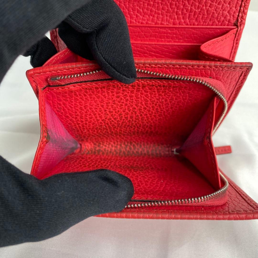 GUCCI 2つ折り 財布 GGマーモント ピンク 本革 レザー