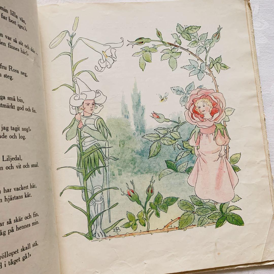 スウェーデンの古い絵本 エルサ・ベスコフの素敵な挿絵꙳⋆花の歌　ビンテージ洋書