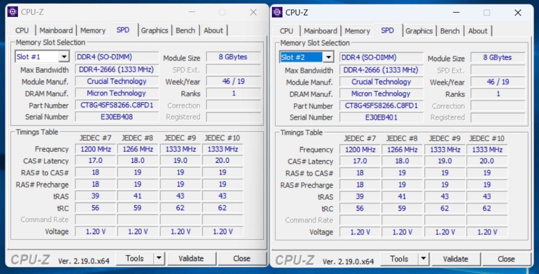 DDR4 8GBx2枚 16GB DDR4-2666 動作確認済み