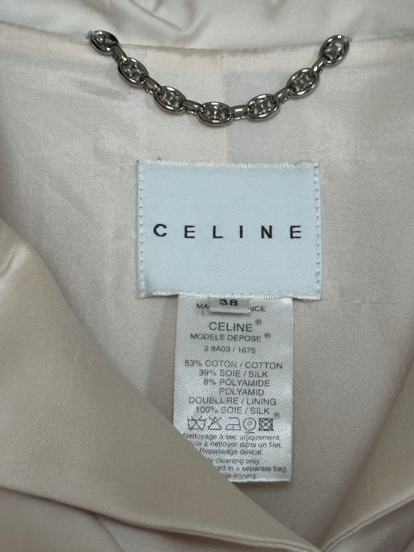 CELINE セリーヌ コート シルク混 ベージュ 38 春秋 フランス製