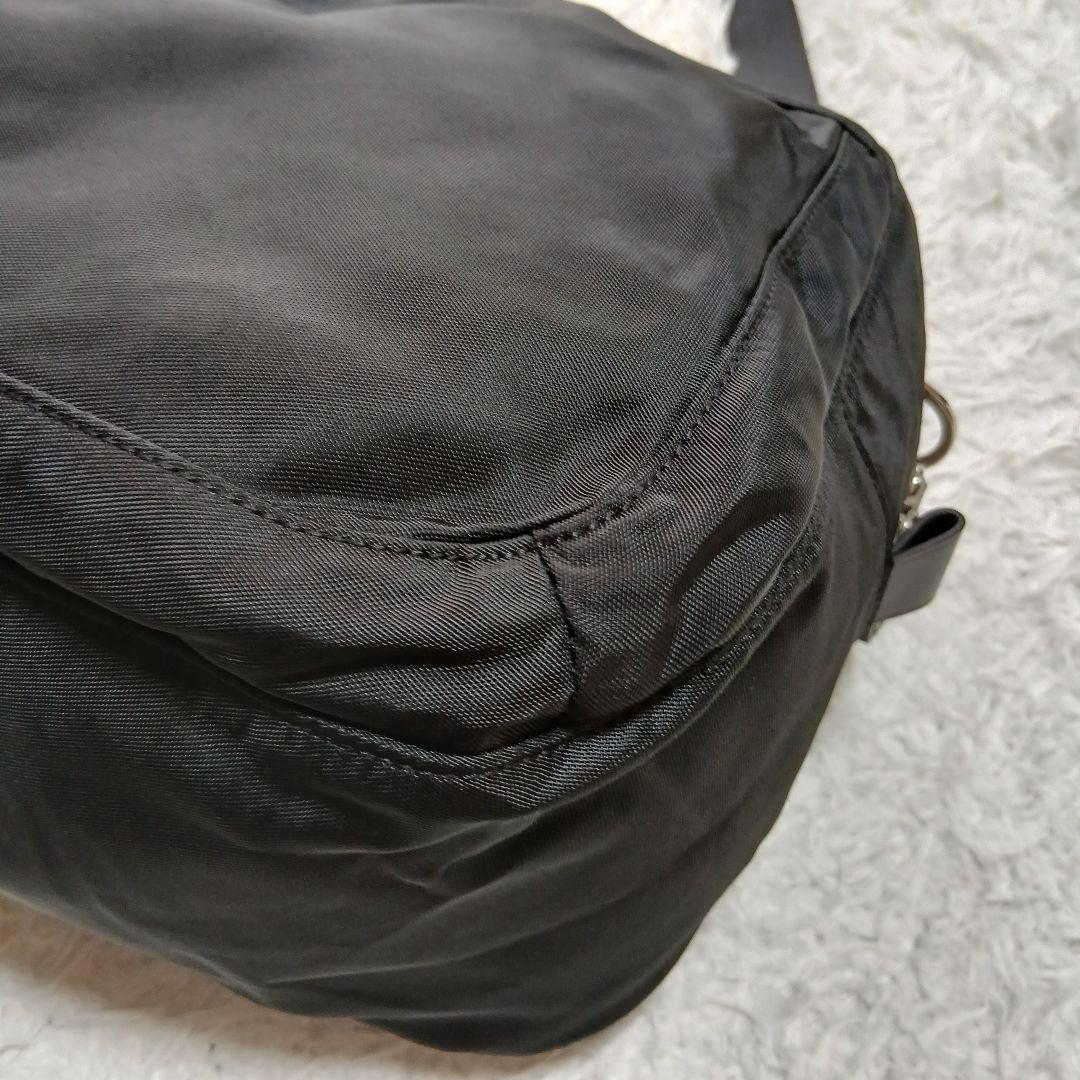 【美品】【agnesb.】２WAYナイロン×レザー　ショルダーミニボストンバッグ
