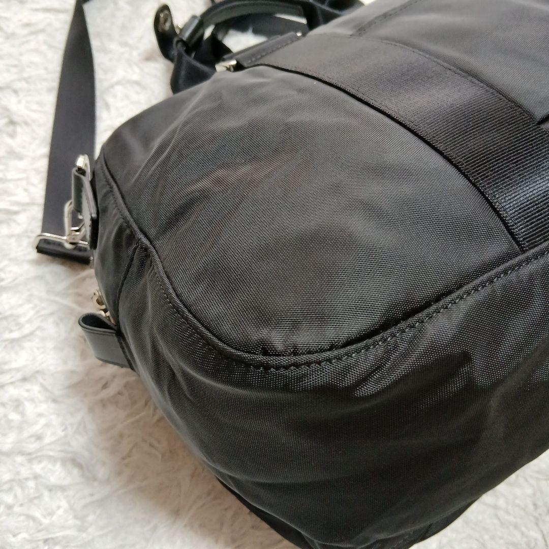 【美品】【agnesb.】２WAYナイロン×レザー　ショルダーミニボストンバッグ