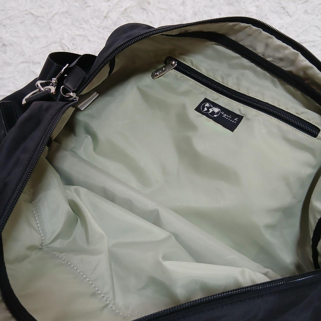 【美品】【agnesb.】２WAYナイロン×レザー　ショルダーミニボストンバッグ