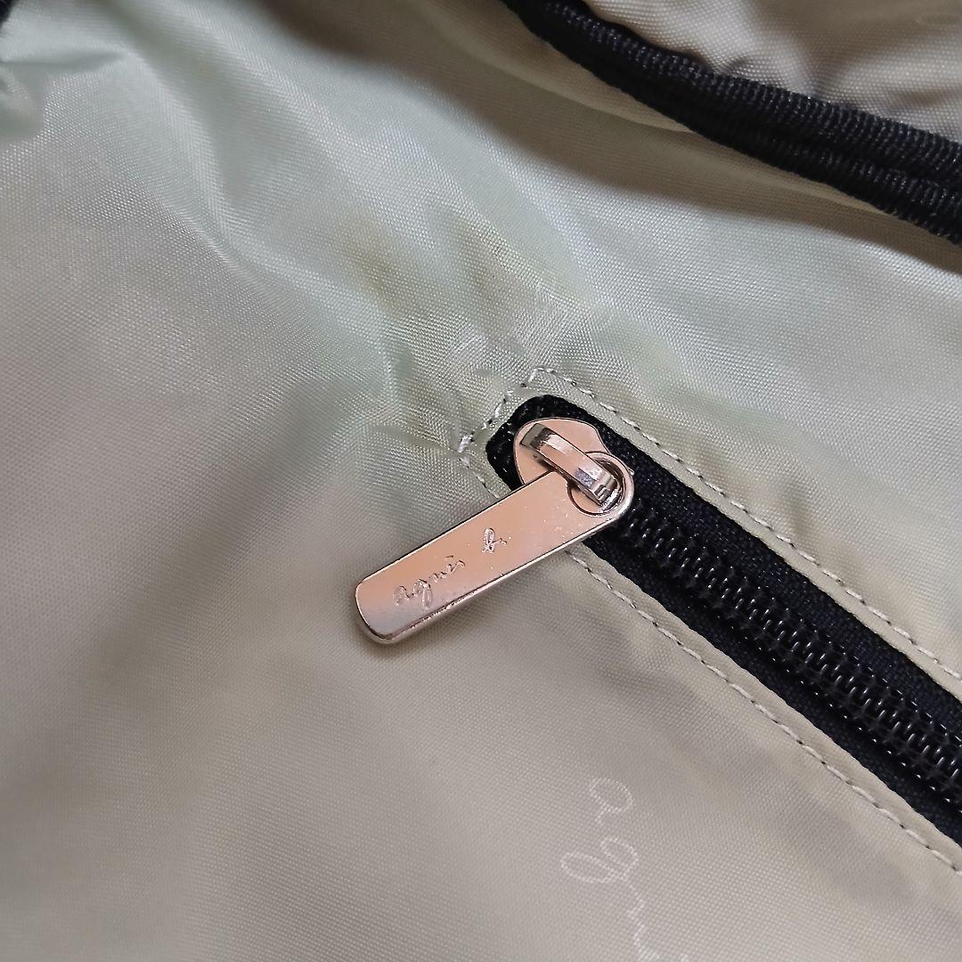 【美品】【agnesb.】２WAYナイロン×レザー　ショルダーミニボストンバッグ