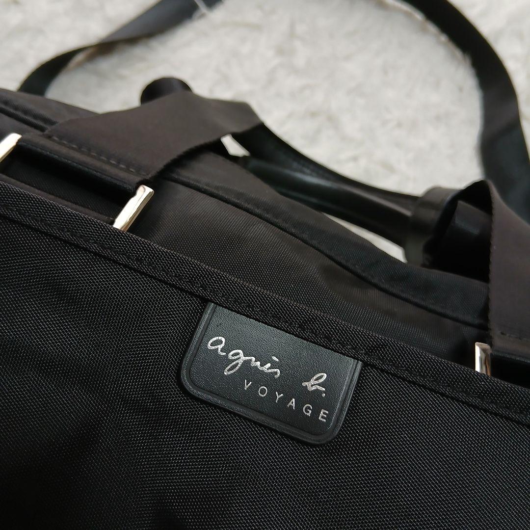 【美品】【agnesb.】２WAYナイロン×レザー　ショルダーミニボストンバッグ