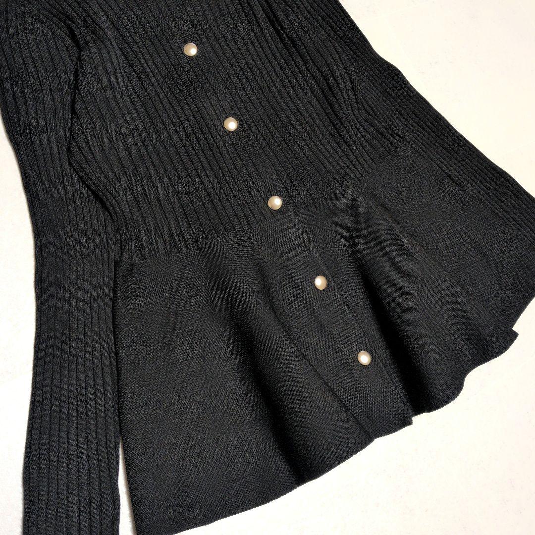 美品✨PLST ホールガーメントぺプラムカーディガン　S 　ブラック
