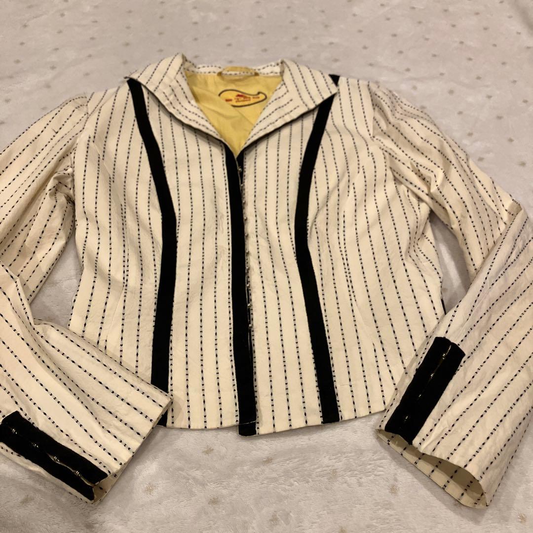 美品　ETRO ストライプ柄ジャケット　コットン　イタリア製　クロップド　L