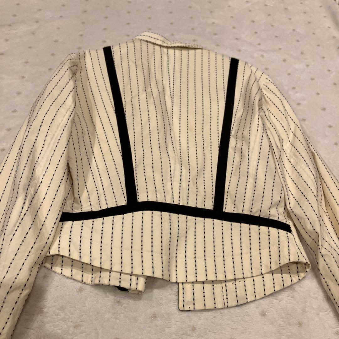 美品　ETRO ストライプ柄ジャケット　コットン　イタリア製　クロップド　L