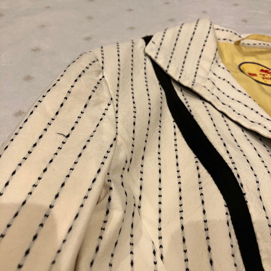 美品　ETRO ストライプ柄ジャケット　コットン　イタリア製　クロップド　L