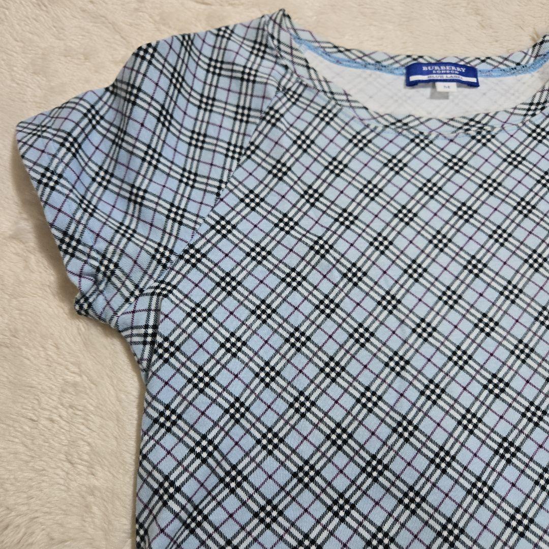 y2k 希少 バーバリー ブルーレーベル ノバチェック Tシャツ ロゴ刺繍 M
