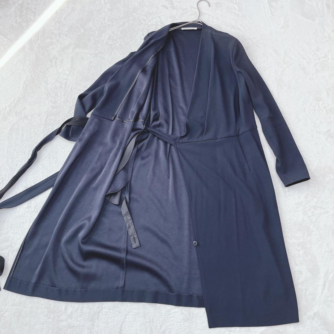 ベイジ|カシュクール ラップワンピース【6】レイヤード 羽織 ネイビー 上品