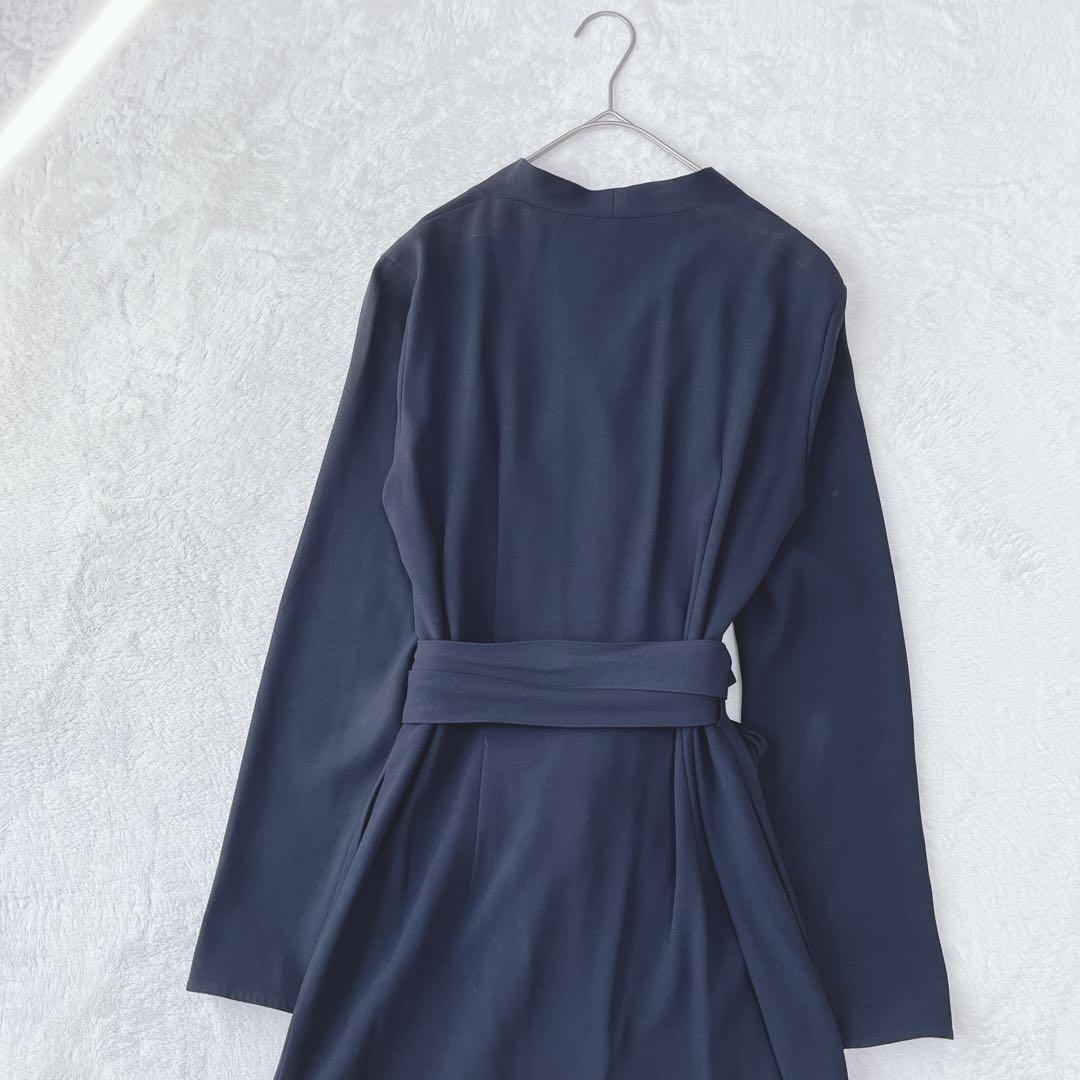 ベイジ|カシュクール ラップワンピース【6】レイヤード 羽織 ネイビー 上品