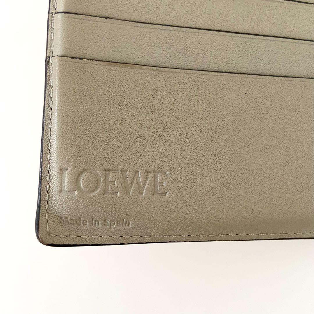 良品　Loewe バーティカルウォレット　二つ折り財布　バイカラー　レザー　黄色