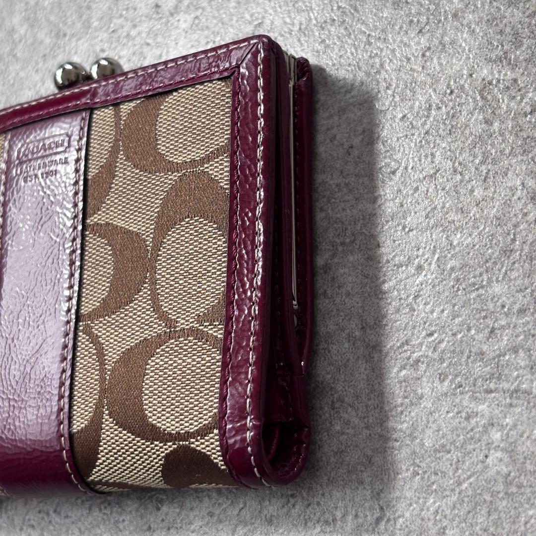 小物 Coach Signature Clasp Bifold Wallet Red