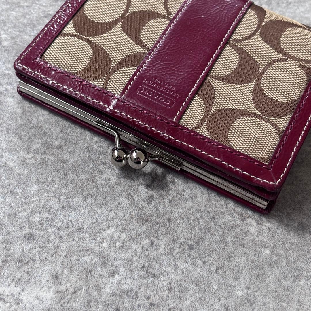 小物 Coach Signature Clasp Bifold Wallet Red