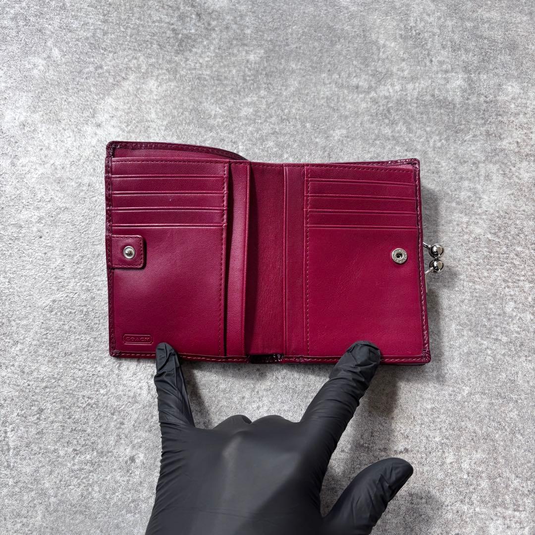 小物 Coach Signature Clasp Bifold Wallet Red
