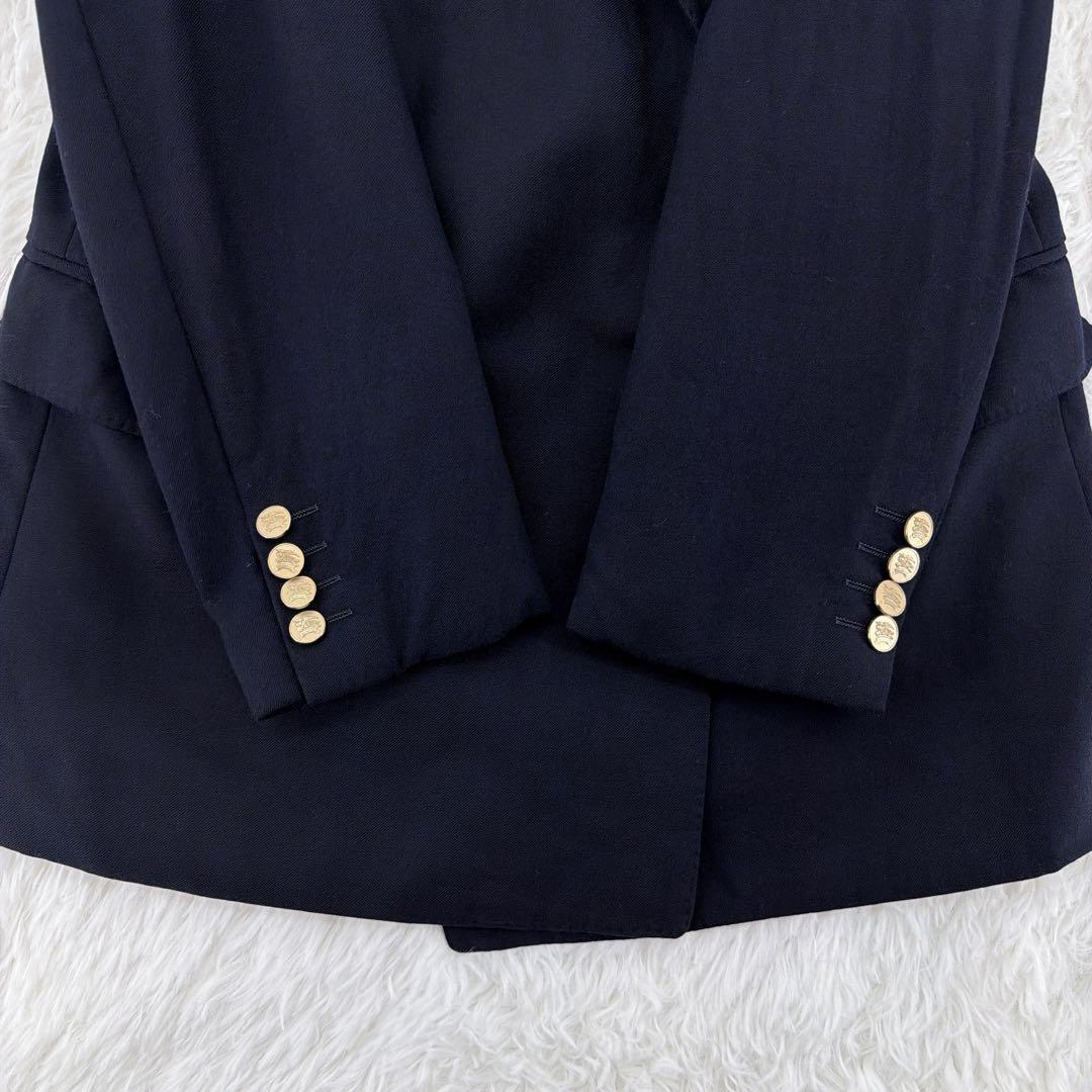 Burberrys テーラード ダブル 金ボタン ロゴ刻印 紺 タスマニアウール