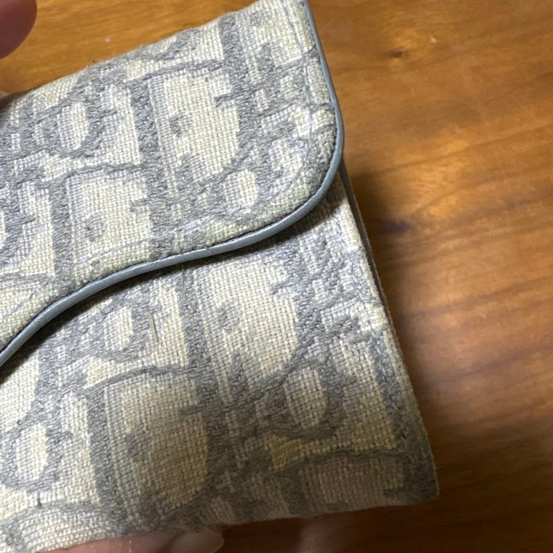 Dior 三つ折り財布 ベージュ グレー