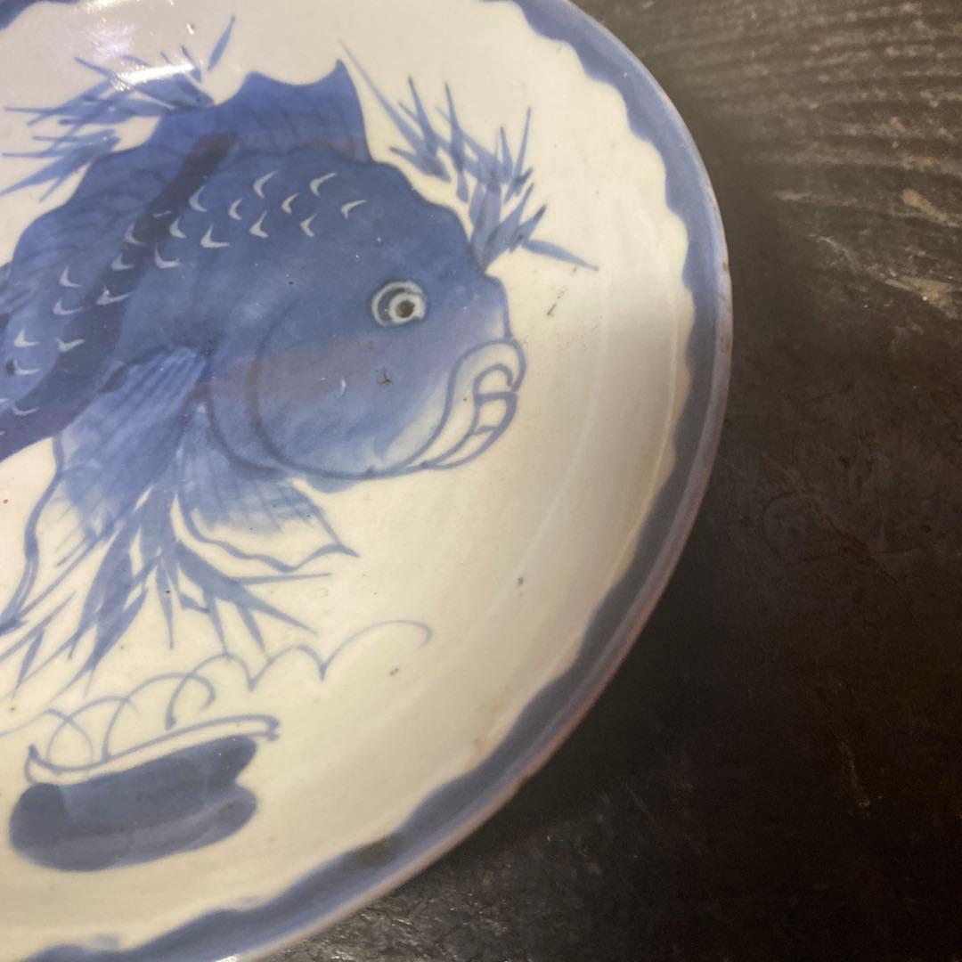 めで鯛文染付古伊万里皿