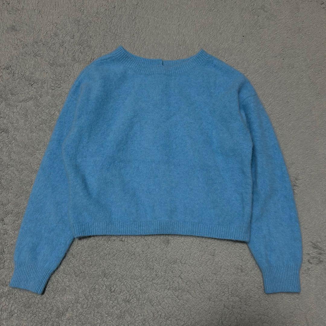 美品！Omekashi ファーカシミヤ 2WAY カーディガン　ブルー