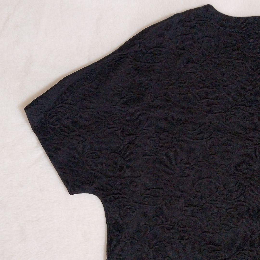 【美品】ETRO エトロ　ワンピース　ひざ丈　刺繍　黒　ハーフジップ　装飾XXL