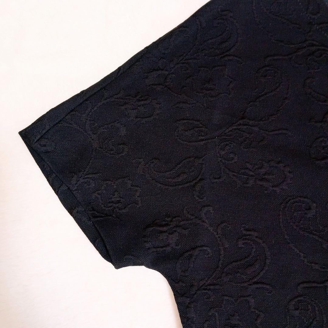 【美品】ETRO エトロ　ワンピース　ひざ丈　刺繍　黒　ハーフジップ　装飾XXL