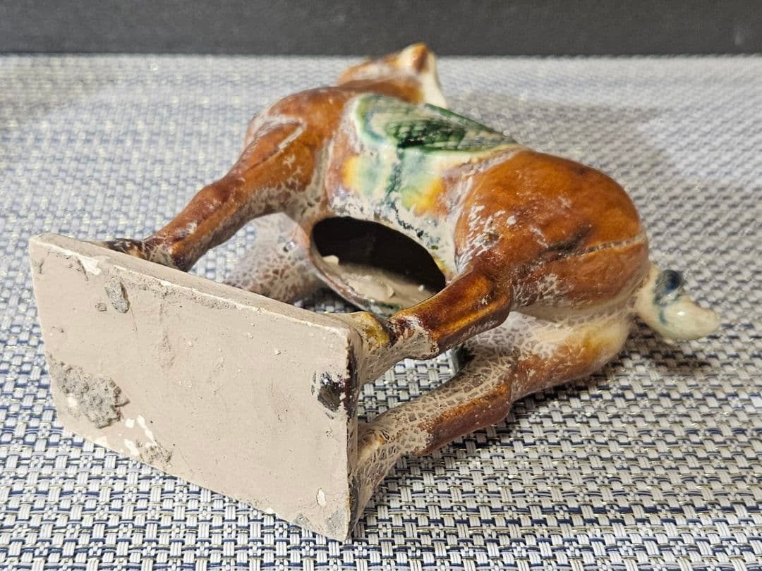 1971年中国北京購入　唐三彩　馬置物　馬俑　オブジェ　複製品　高さ18.5cm