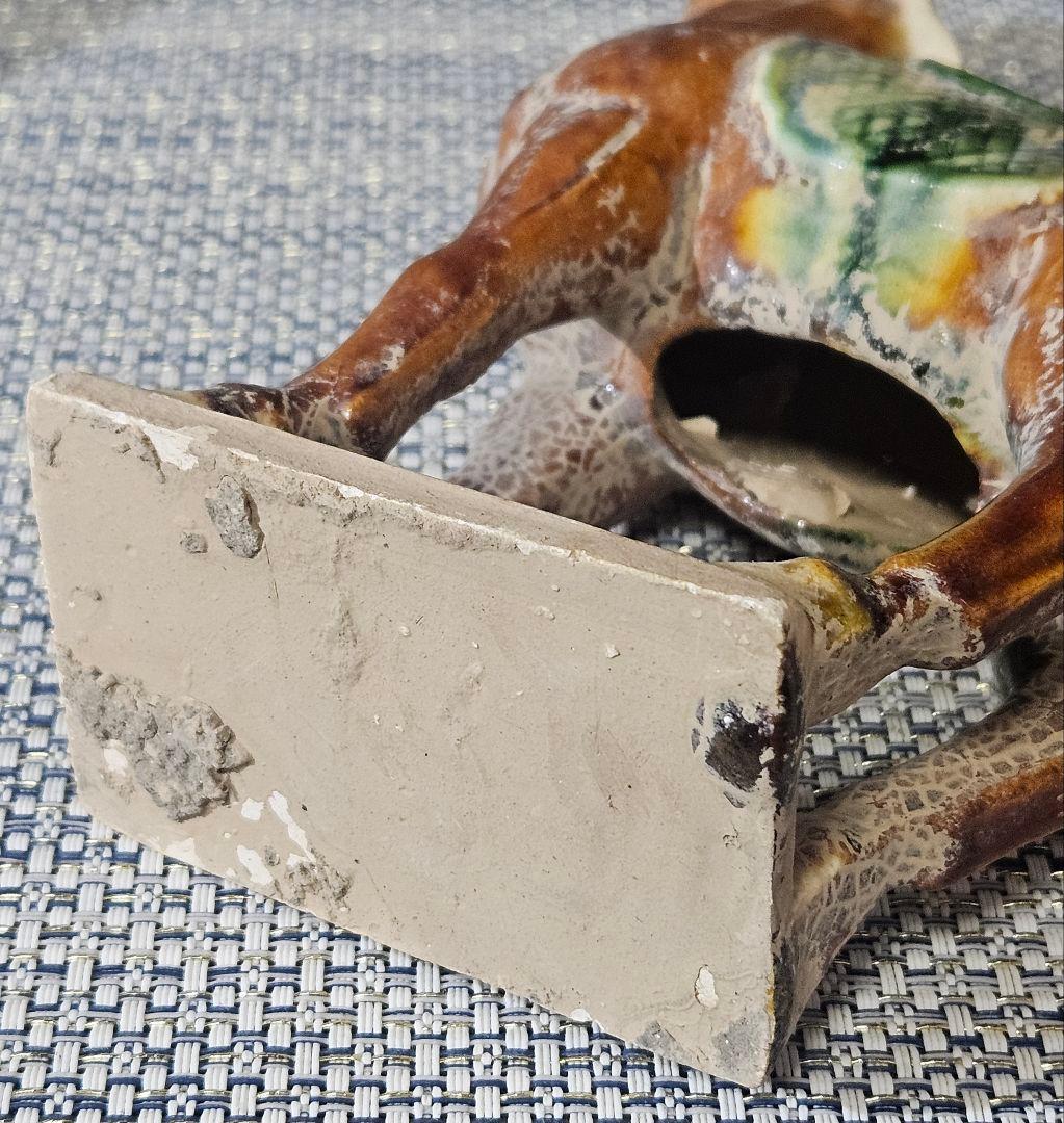 1971年中国北京購入　唐三彩　馬置物　馬俑　オブジェ　複製品　高さ18.5cm