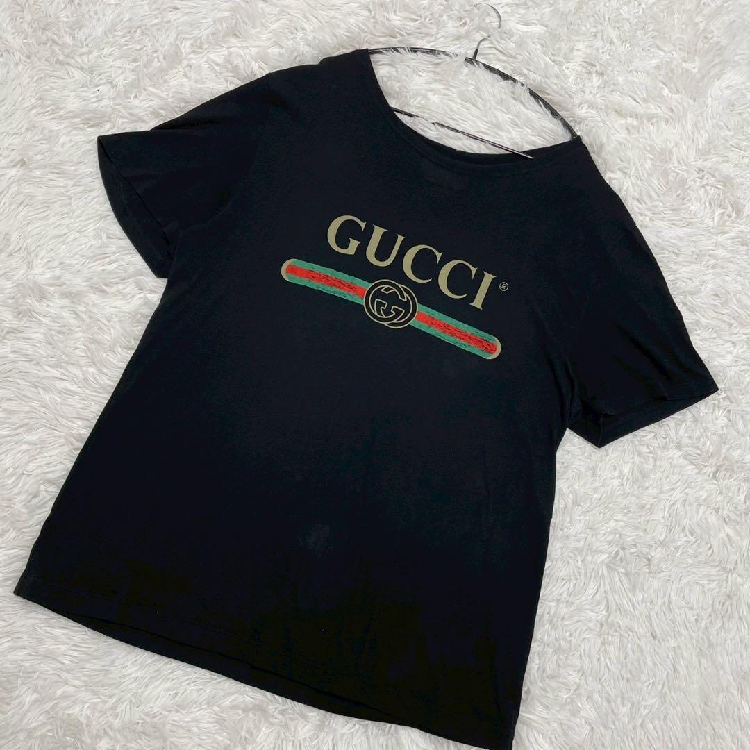 GUCCI Tシャツ 半袖 ダメージ加工 ヴィンテージ加工 シェリーライン