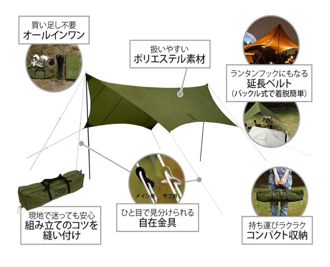 未使用品　DOD いつかのタープ TT5-631 カーキ