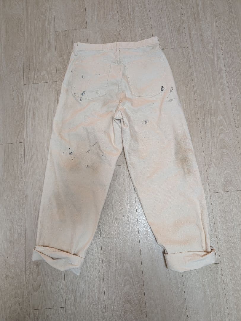 JOHNBULL オフホワイト色 ペイントデニムパンツ