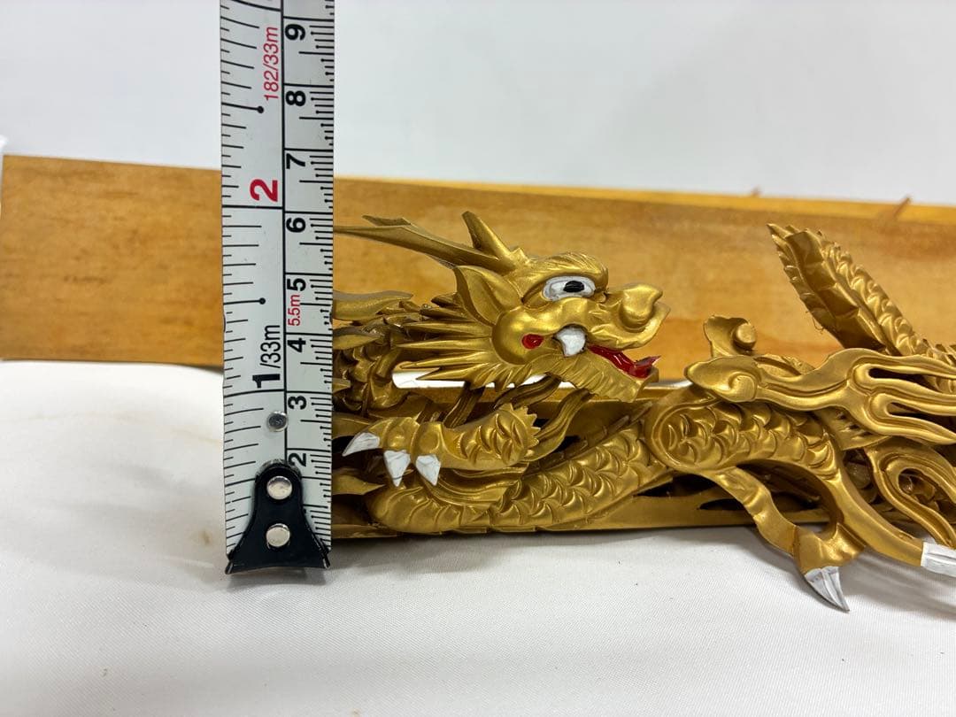✡*️様 木製龍彫 3点まとめて 目描き 金粉仕上げ/竜彫刻 /ドラゴン 欄間