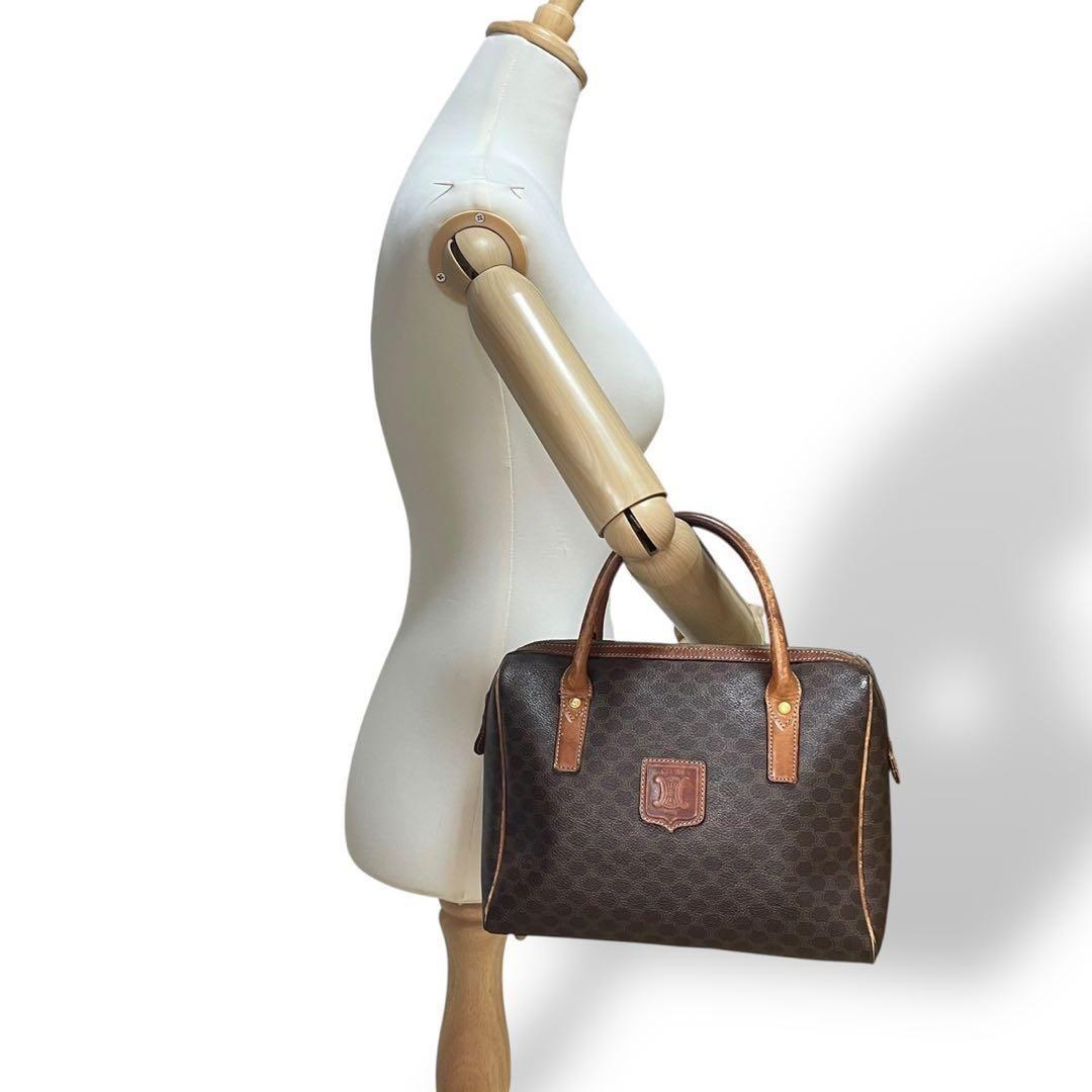 良品 4904 CELINE セリーヌ ミニボストンバッグ マカダム ブラウン