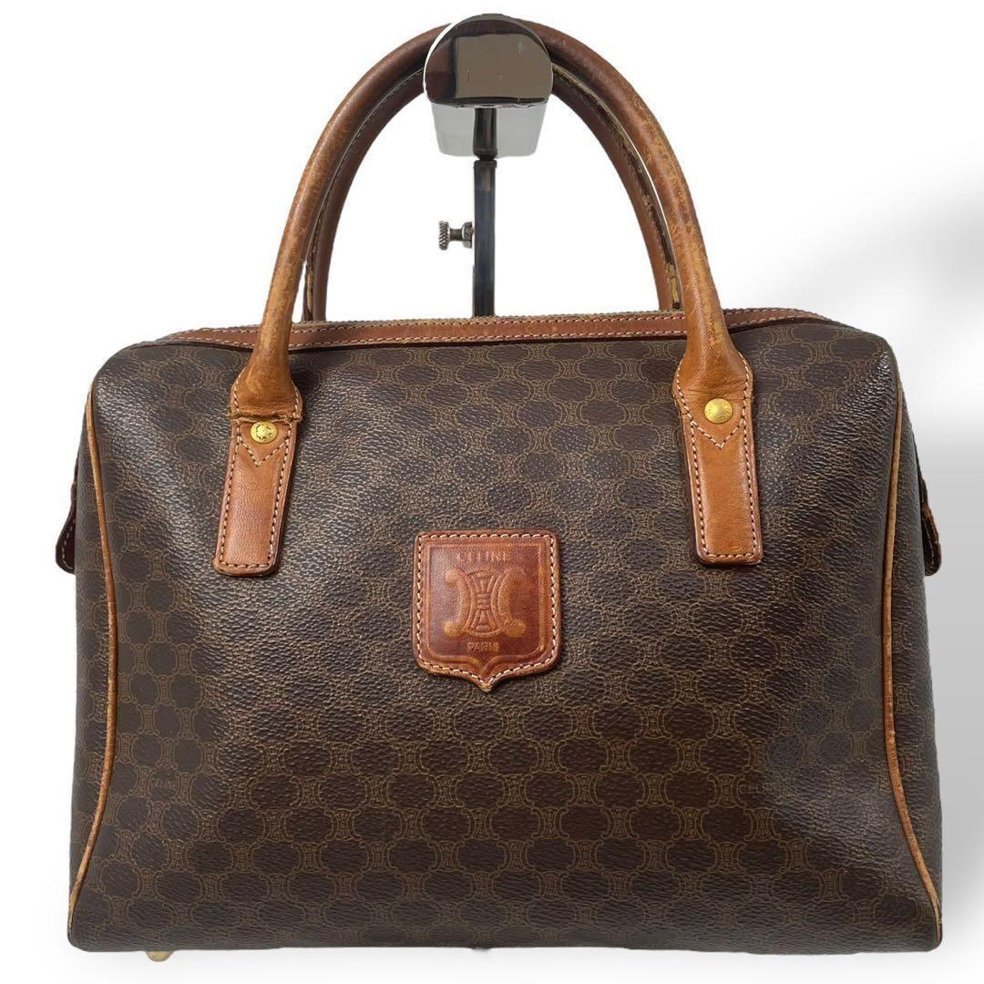 良品 4904 CELINE セリーヌ ミニボストンバッグ マカダム ブラウン