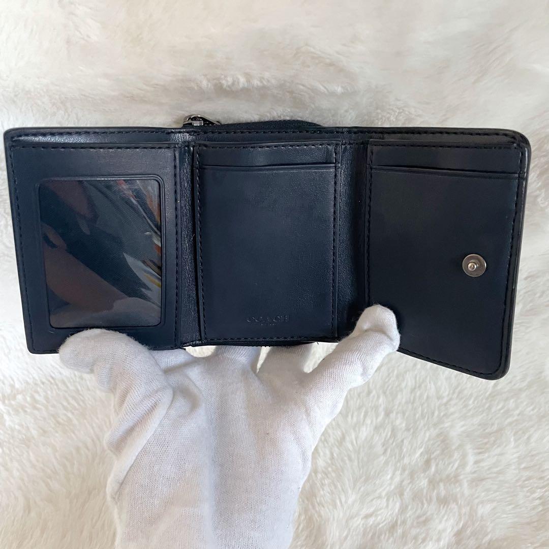 【希少品】COACH バタフライ アップリケ 三つ折り財布 大人可愛い ネイビー