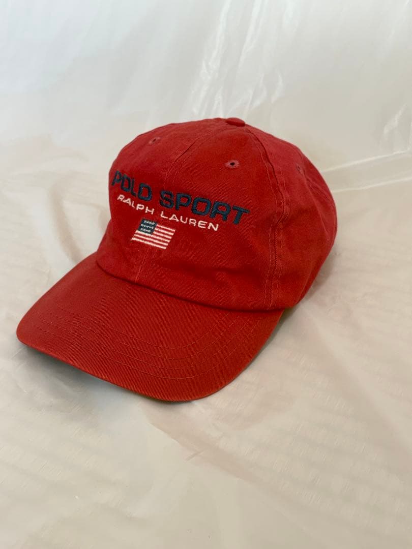 90s POLO SPORT Ralph Lauren USA製 赤キャップ刺繍
